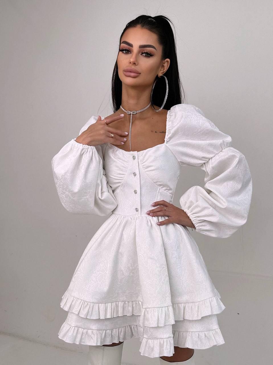 Лялькова сукня з корсетним верхом та пишною подвійною спідницею з оборками Smb9312