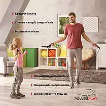 Скакалка швидкісна PowerPlay 4211 X ROPE з обтяжувачами (120г*2) 3м. Чорна, фото 3