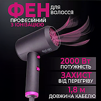 Потужний професійний фен для волосся VGR 2000 Вт з іонізацією повітря та концентратором Класичний якісний для сушіння і укладки