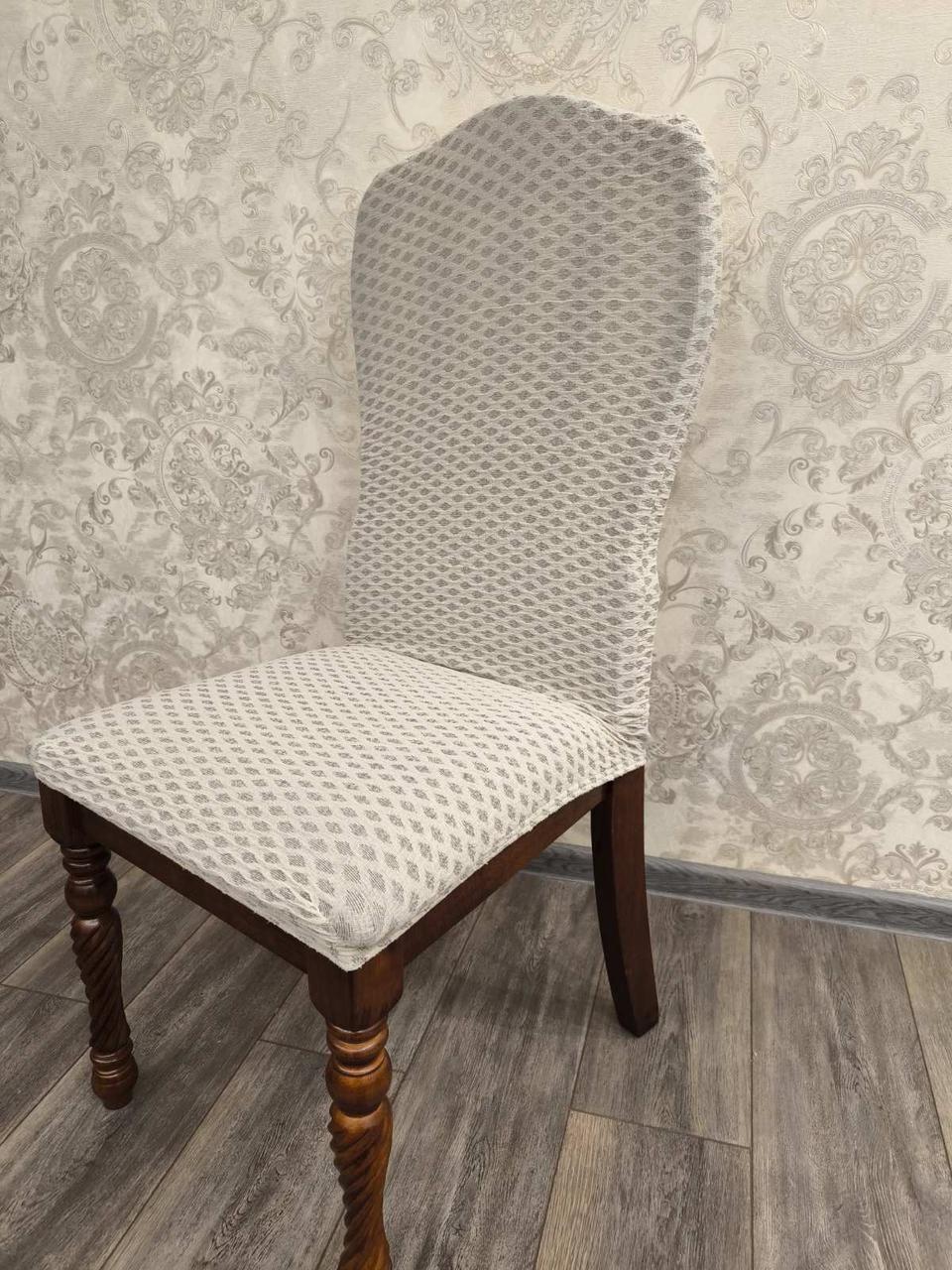 Універсальні чохли на стільці натяжні турецькі без спідниці, чохли на стільці зі спинкою Сірий, фото 1