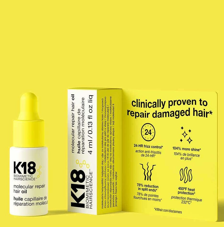 Поживна суха олійка для пошкодженого та ослабленого волосся K18 Molecular Repair Hair Oil, 4 ml