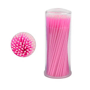 Мікробраші для брів і вій у тубусі Рожеві, розмір М, 100 шт