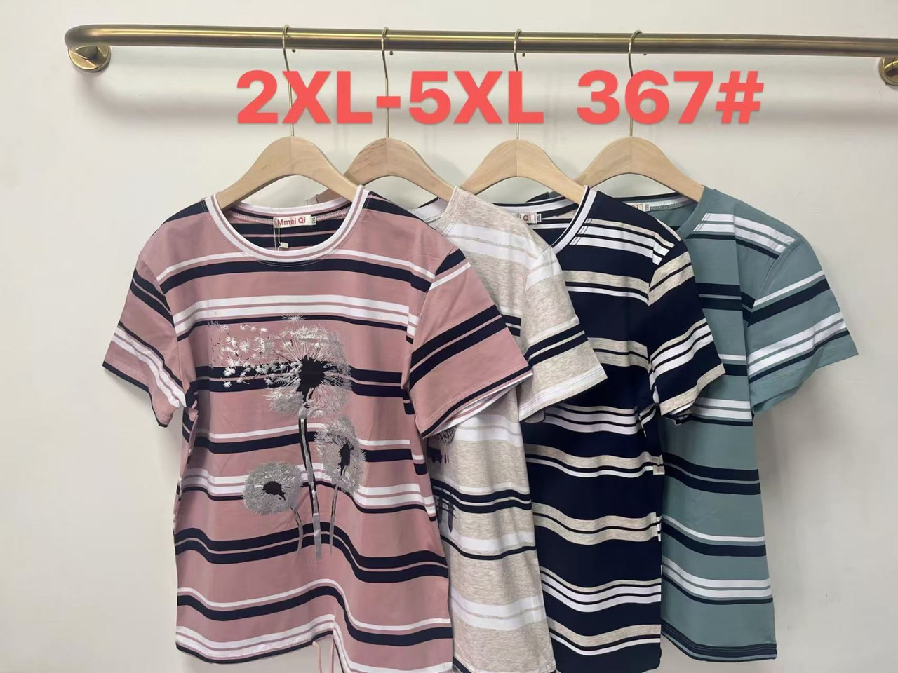 Жіноча футболка бавовна розмір 2-5XL мікс кольорів у пачці від 8 шт., фото 1
