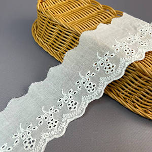 Мереживо на батисті Прошва 6 см - молочний матовий