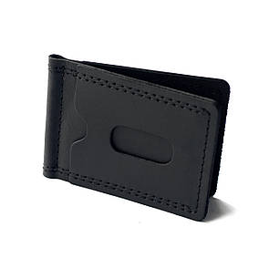 Чоловічий шкіряний затискач для грошей і карток Grand Black із натуральної шкіри Crazy Horse, ручна робота