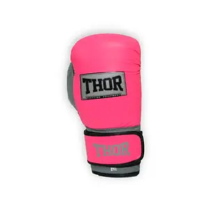Перчатки боксерські THOR TYPHOON 12oz / Кожа /розово-біло-сері, фото 3