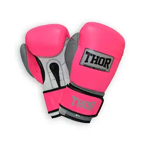 Перчатки боксерські THOR TYPHOON 12oz / Кожа /розово-біло-сері, фото 1