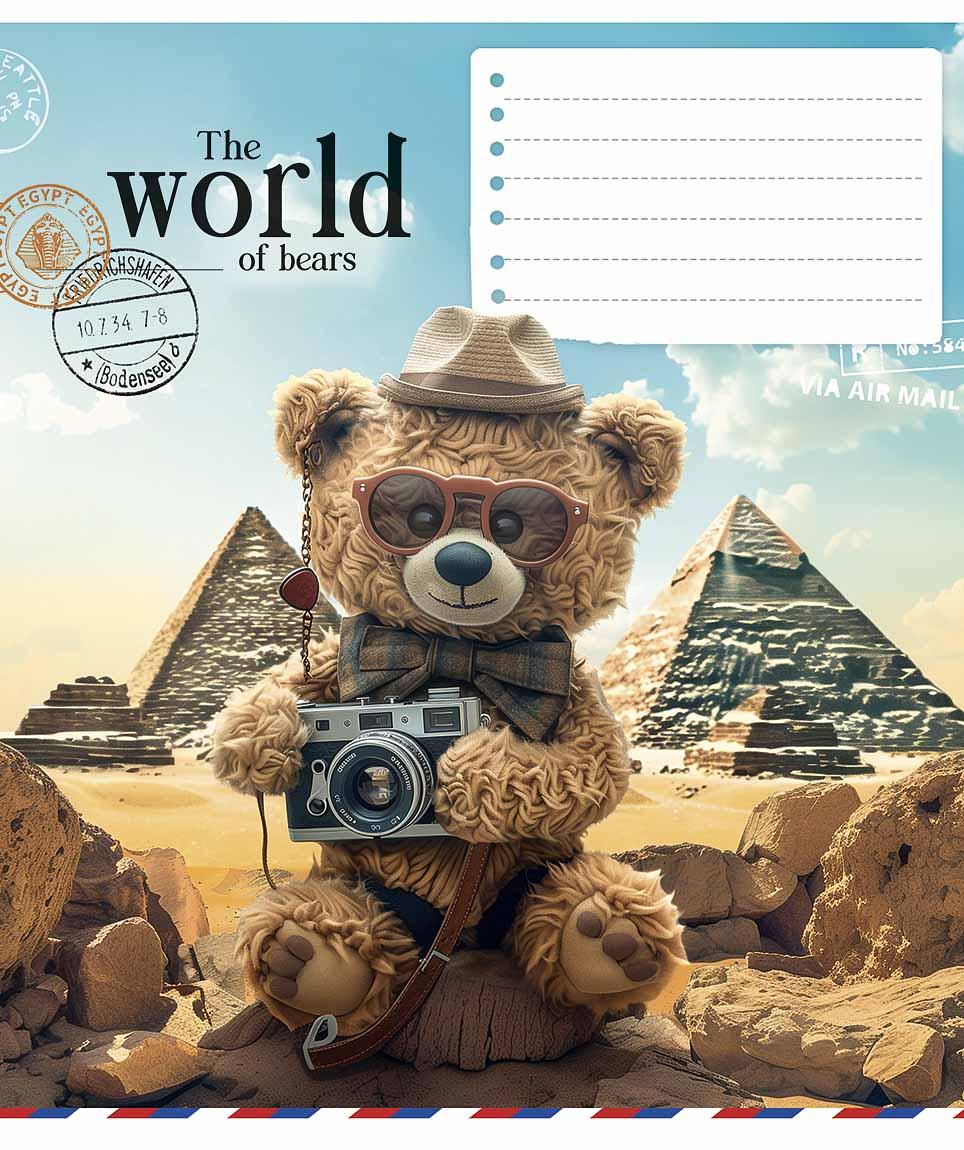 Зошит 12 аркушів у косу лінію Школярик The World of Bears 012-3443C