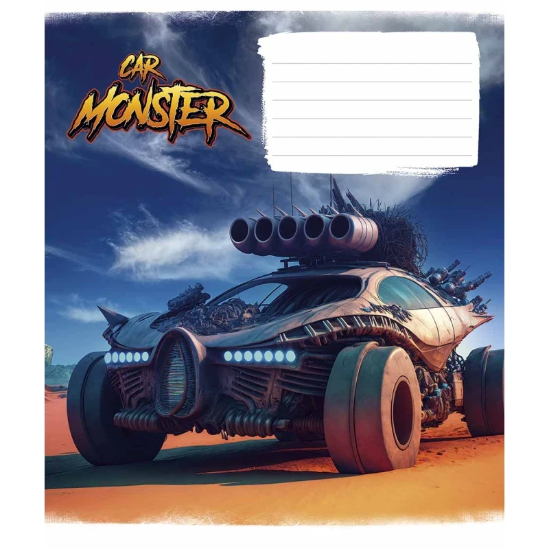 Зошит 12 аркушів у косу лінію Школярик Monster cars 012-3243C