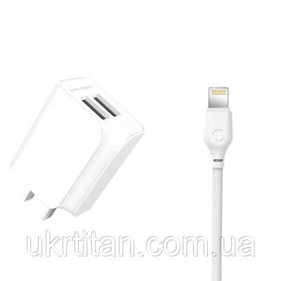 Оригінал! Зарядний пристрій XO L35D 2USB / 2.1А + Lightning white (XO-L35-LGHT) - Вища Якість!, фото 1