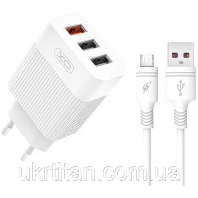 Оригінал! Зарядний пристрій XO L72 QC3.0 3USB +micro (XO-L72-MCR) - Вища Якість!, фото 1