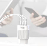 Оригінал! Зарядний пристрій XO QC 3.0 L72 30W (18W/1USB + 2.4A/2 USB) + cable Lightning White (XO-L72i-WH) - Вища Якість!, фото 2