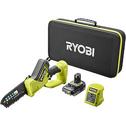 Ryobi Пила ланцюгова акумуляторна ONE+ HP RY18PSX15A-120T 18B 1х2А·год ЗП шина 15см безщіткова 6м/с 1.19кг