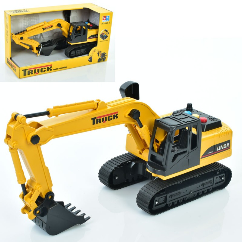 KM8069-1M Будтехніка екскаватор, 33 см, звук, світло, рухомий ківш, батарейки-таблетки, у коробці 29-18-15