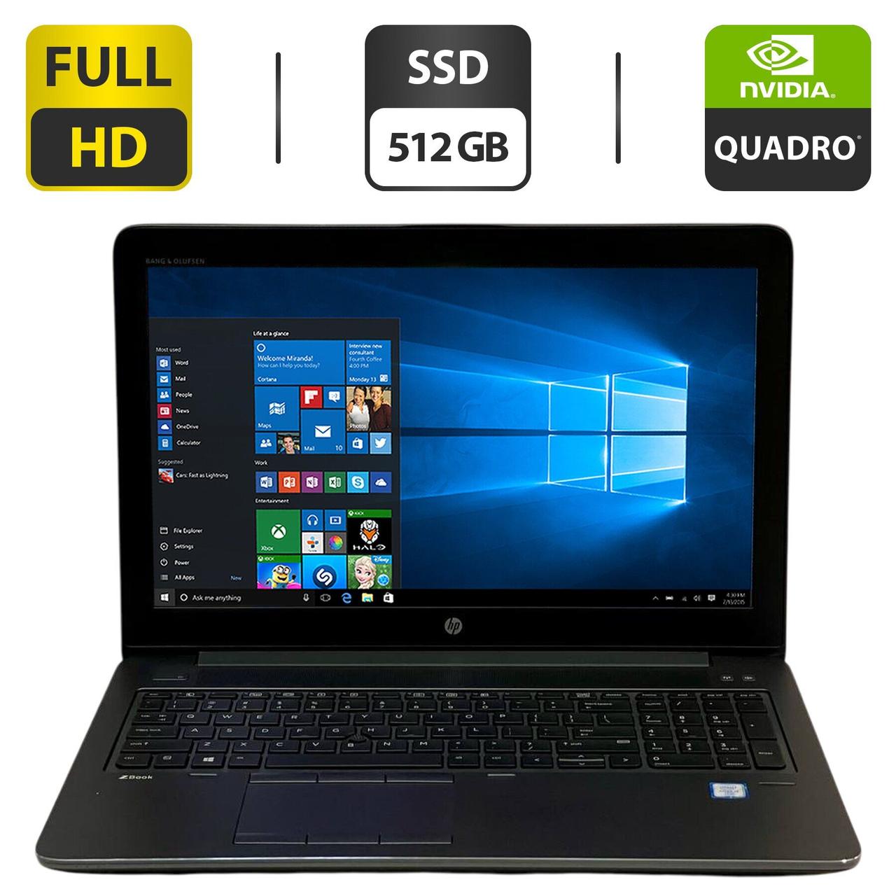 Ноутбук HP ZBook 15 G3/ 15.6" (1920x1080)/ Core i7-6820HQ/ 16 GB RAM/ 512 GB SSD/ Quadro M1200 4GB