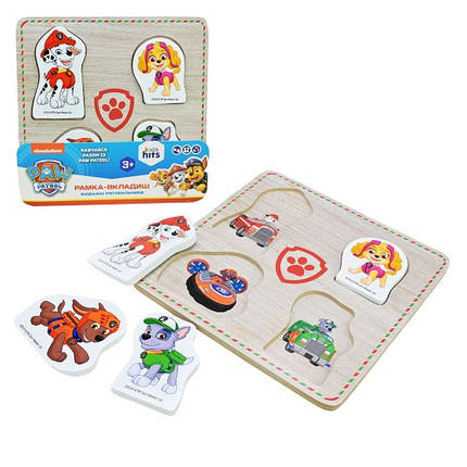 KMKH20/052 Дерев'яна іграшка KidsHits Paw Patrol вкладки у плівці 14,8*14,8*0,6 см, фото 1