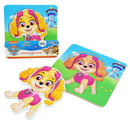 KMKH20/056 Дерев'яна іграшка KidsHits Paw Patrol пазли-вкладки в плівці 14,8*14,8*0,6 см, фото 1