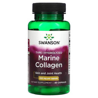Swanson Type I Hydrolyzed Marine Collagen Peptides 400 mg 60 капсул
