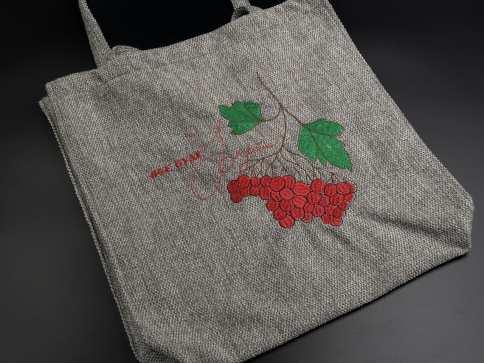 Еко сумка 36х33х6см. Эксумка из мешковины светло-серого цвета + вышивка. / Еко сумка 36х33х6см. Эксумка из мешковины светло-серого, фото 1