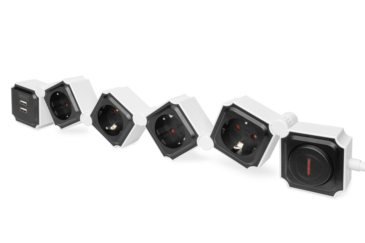 Digitus Блок розеток Flexible, 4xSchuko 16A, 2xUSB 2.4A, вимикач