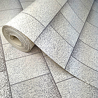 Шпалери вінілові 10,05 × 0,53 м Слов’янські шпалери 9445-06, білі, геометрія, для кухні, коридору, вітальні