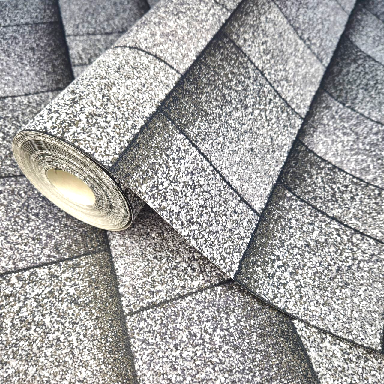 Шпалери вінілові 10 × 0.53 м Слов’янські шпалери 9445-10, обої сірі, плитка, для вітальні, коридору, кухні, фото 1