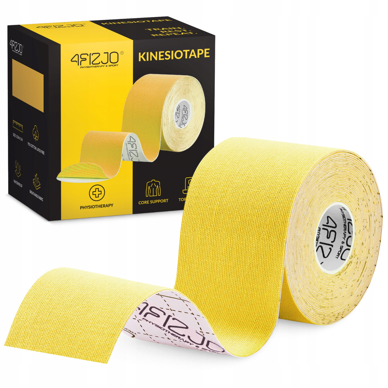 Стрічка кінезіологічна (кінезіо тейп) 4FIZJO 5 см x 5 м Yellow (P-5907739318824)