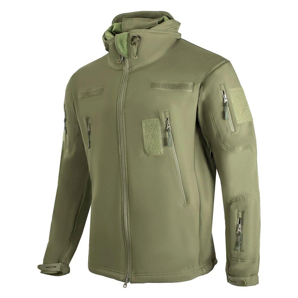 Демісезонна тактична куртка Soft Shell підкладка мікрофліс, панелі VELCRO Олива