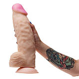 Фалоїмітатор кібершкіровий ГІГАНТ з отворами в мошонці для вібропуль, фото 7