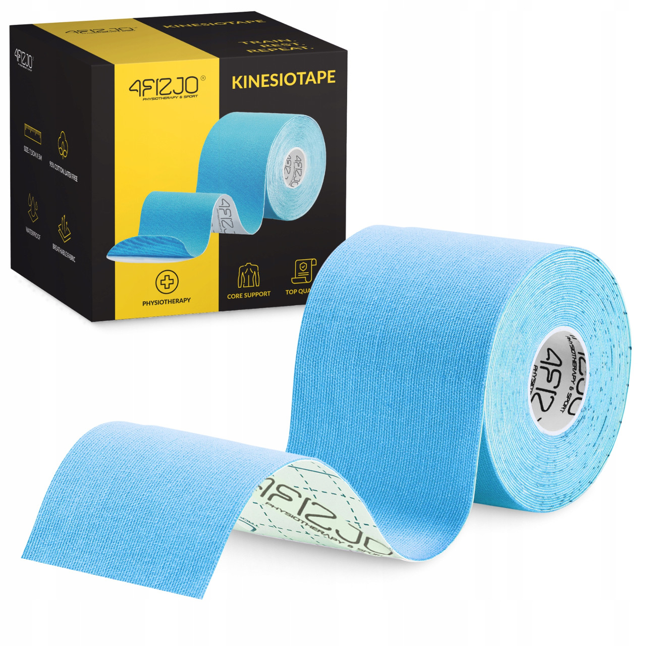 Стрічка кінезіологічна (кінезіо тейп) 4FIZJO 7.5 см x 5 м Sky Blue (P-5907739318909), фото 1