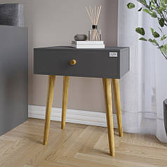 Тумба приліжкова LION Хьюге-4 Антрацит (LION-041011) ТОП