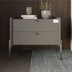 Тумба приліжкова LION Wood з двома шухлядами Антрацит (чорні ножки) (LION-041335) ТОП, фото 1