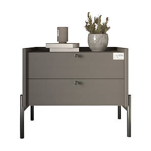 Тумба приліжкова LION Wood з двома шухлядами Антрацит (чорні ножки) (LION-041335) ТОП, фото 2