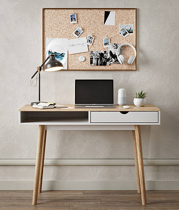 Письмовий стіл LION Сканді-1 Німфея Альба (білий)/Дуб Артизан (стільниця) (LION-041394), фото 1