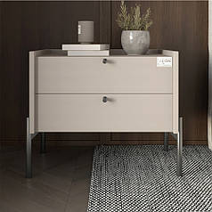 Тумба приліжкова LION Wood з двома шухлядами Кашемір (чорні ножки) (LION-041356) ТОП