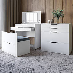 Комод-трюмо із дзеркалом, нішею під сидінням та шухлядою LION Азія Німфея Альба (білий) (LION-041673) ТОП