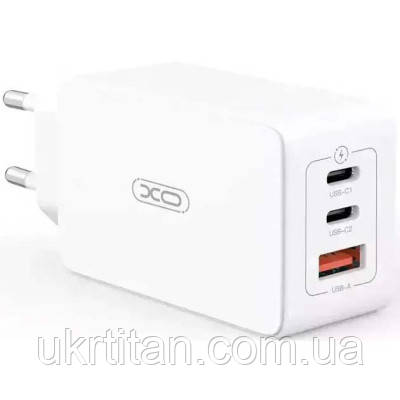 Оригінал! Зарядний пристрій XO CE13 PD65W GaN (2Type-C/1USB) White (XO-CE13-WH) - Вища Якість!, фото 1