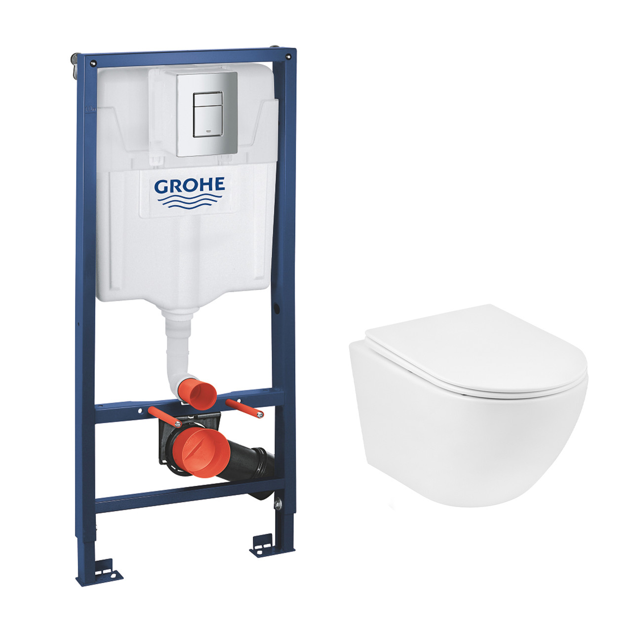 Комплект інсталяції GROHE Rapid SL 38772001 с унітазом KRONER кнопка хром 226637 CV033826, фото 1