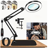 Лампа лупа настільна чорна