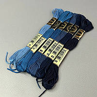 (6 шт по 8м) Набір муліне Airo (нитки для вишивання) - синій мікс (322-939)