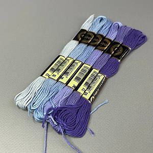 (6 шт по 8м) Набір муліне Airo (нитки для вишивання) - бузковий мікс (3747-333)