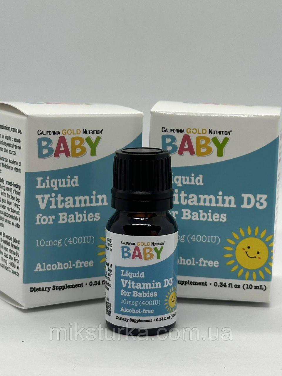 Вітамін D3 (Д3) для дітей від народження в краплях, Baby D3, California Gold Nutrition 10 мкг (400 МЕ)