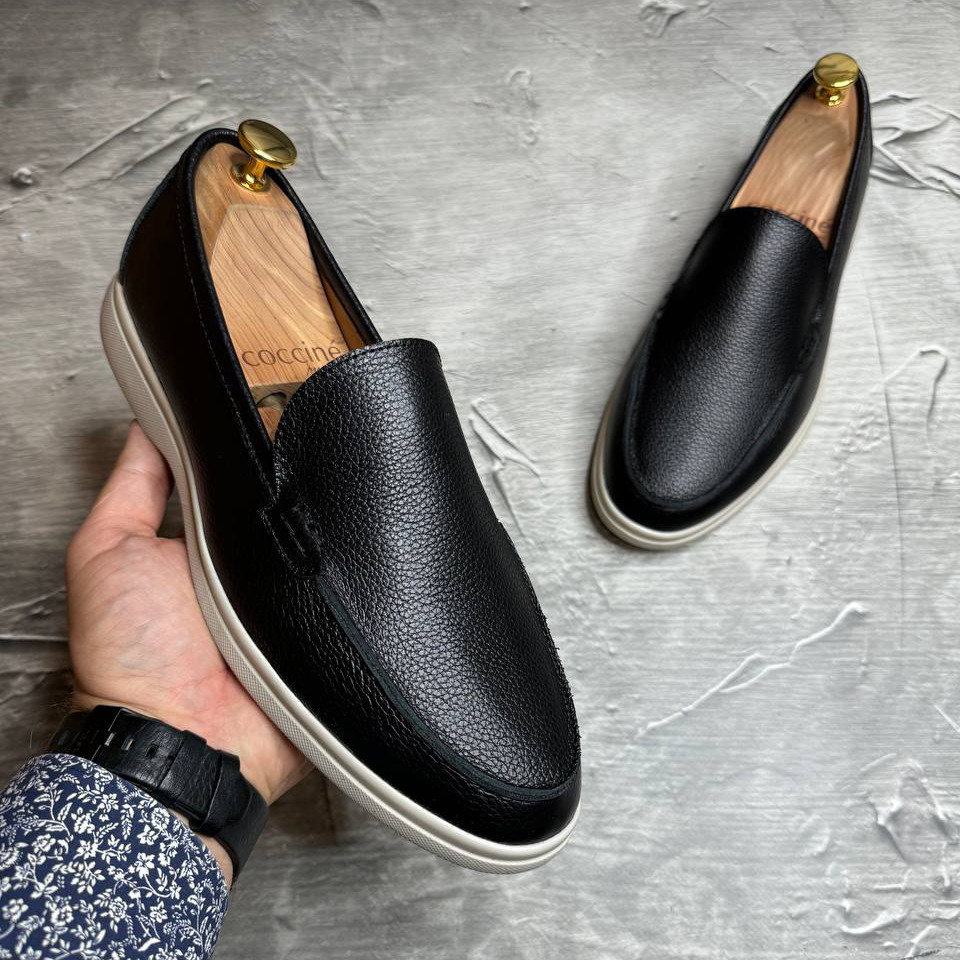 Лофери, туфлі чоловічі чорні шкіряні (натуральна шкіра) для чоловіків на весну осінь, розміри 40-45, фото 1