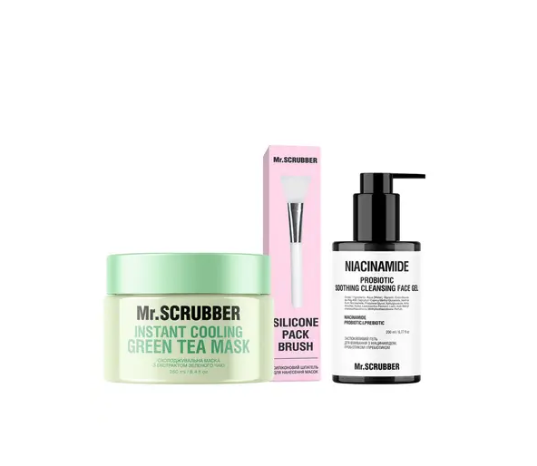 Набір косметики для обличчя Mr. Scrubber Маска охолоджувальна Instant Cooling Green Tea + гель для вмивання