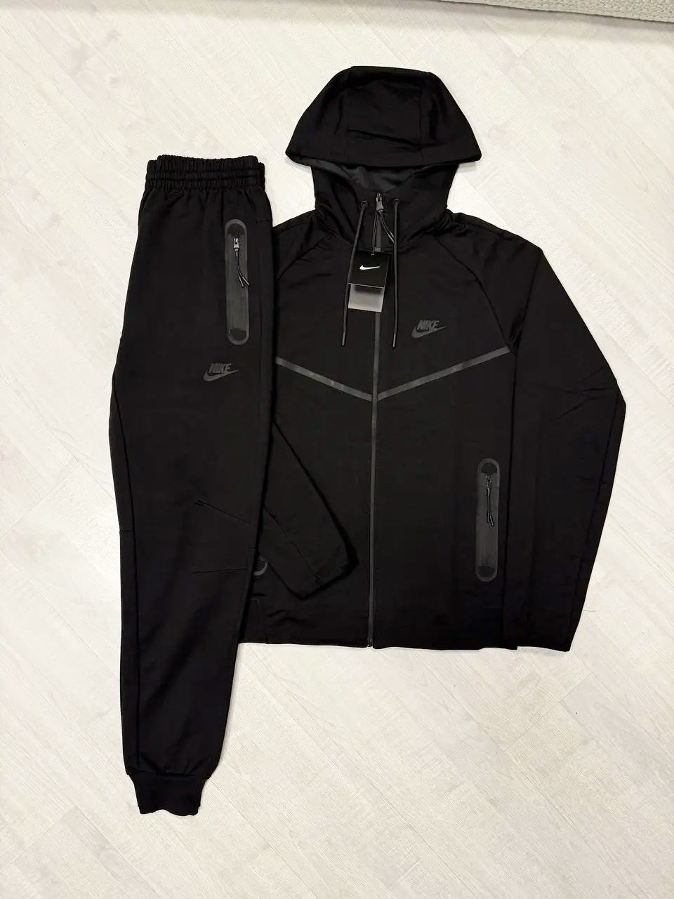 Чоловічий осінній спортивний костюм Nike (2104-Black), Чоловічий костюм Найк весняний чорний. Чоловічий одяг, фото 1