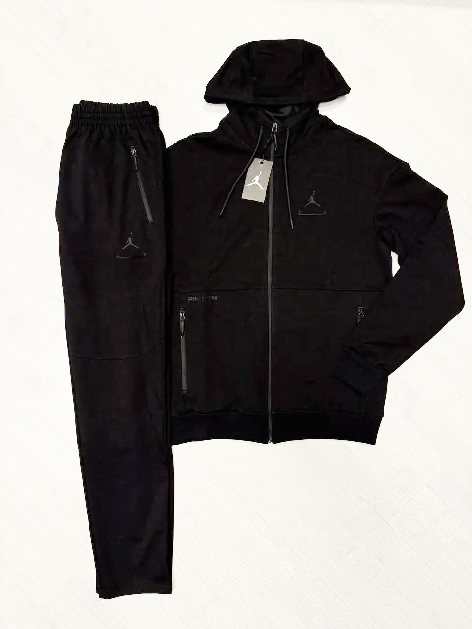 Чоловічий осінній спортивний костюм Jordan (2105-Black), чоловічий костюм Джордан весняний чорний. Чоловічий одяг, фото 1