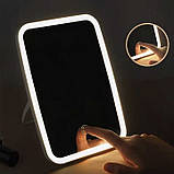 Дзеркало для макіяжу настільне з LED-підсвіткою і сенсорним вмикачем на акумуляторі, фото 2