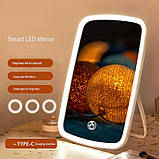 Дзеркало для макіяжу настільне з LED-підсвіткою і сенсорним вмикачем на акумуляторі, фото 3