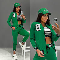 Стильний жіночий зелений спортивний костюм весняний тканина турецька двонитка хорошої якості модний базовий