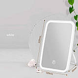 Дзеркало для макіяжу настільне з LED-підсвіткою і сенсорним вмикачем на акумуляторі, фото 5